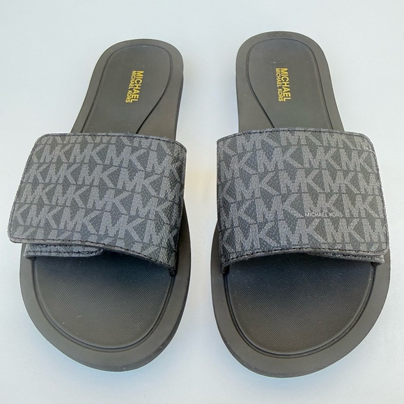 β¨π‘ NEW Michael Kors Slide Sandals β Black Size 8 (No Box) π‘β¨ - Picture 2 of 7